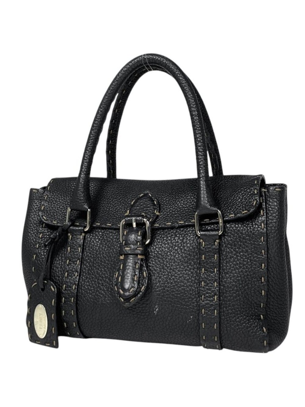 Fendi Handbag Selleria Mini Linda Leather Black